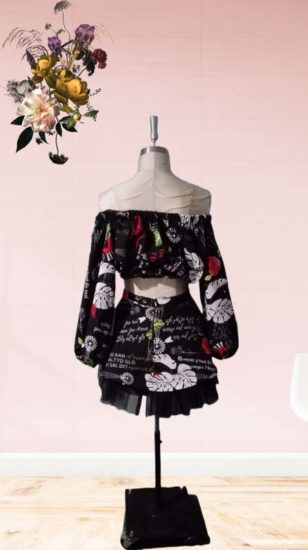 Short skirt and off shoulder crop top Matric Dress, Formal dress, Evening Dress, Size 34