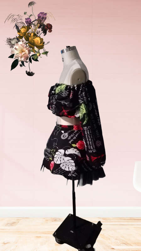 Short skirt and off shoulder crop top Matric Dress, Formal dress, Evening Dress, Size 34