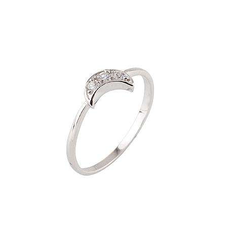 9k White Gold Filled Cz Crescent Ring
