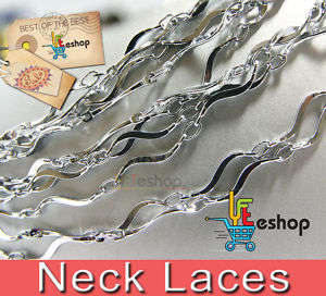 2 x Silver Wavy Curve Necklaces
