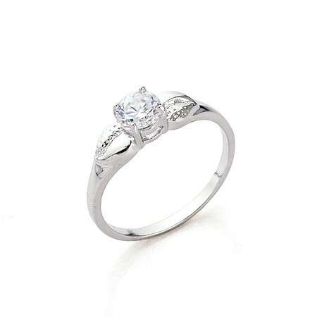 14k White GP Cz Elegant Finger Ring