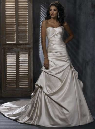 A Line White Sleeveless Wedding Dress, Freeshipping