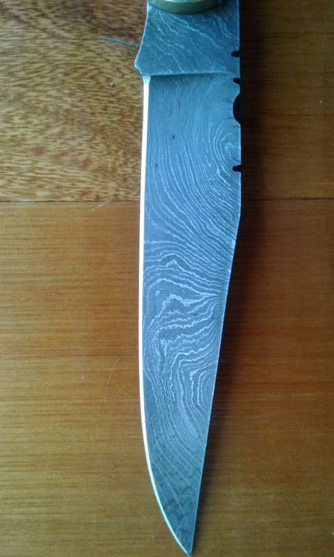 DAMASCUS Hand Made Foldable Laquiole style knife with corkscrew, leather sheath included.