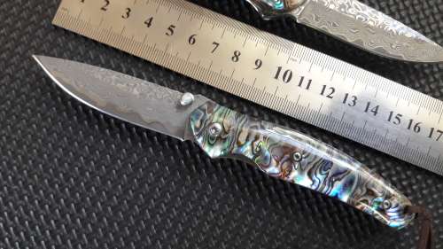 DAMASCUS Hand made Folding knife, a must for any knife collector, AWESOME Gift !! 2 Available.