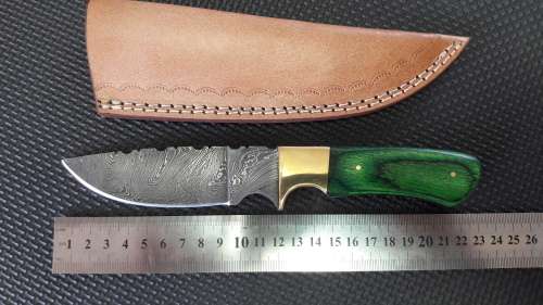 DAMASCUS Hand made knife, a must for any knife collector, AWESOME Gift,Leather Sheath incl