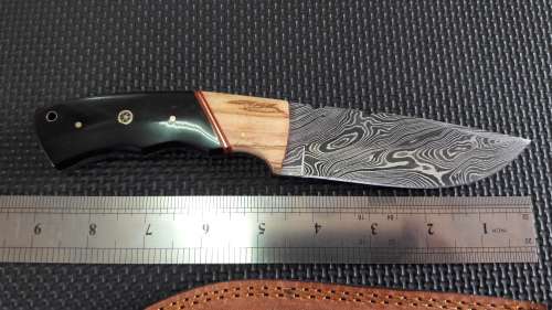 DAMASCUS Hand made knife, a must for any knife collector, AWESOME Gift,Leather Sheath incl
