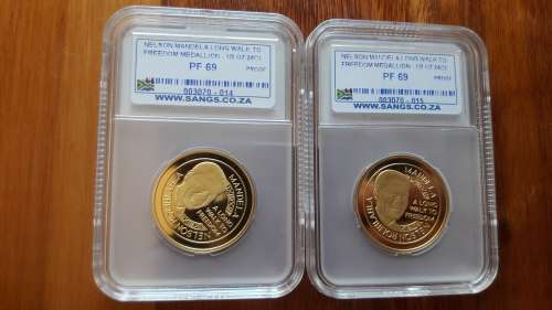 1/2 Oz 24Ct Pure GOLD PROOF Mandela Long Walk to Freedom Medallion, Graded PF69, 2 Available.