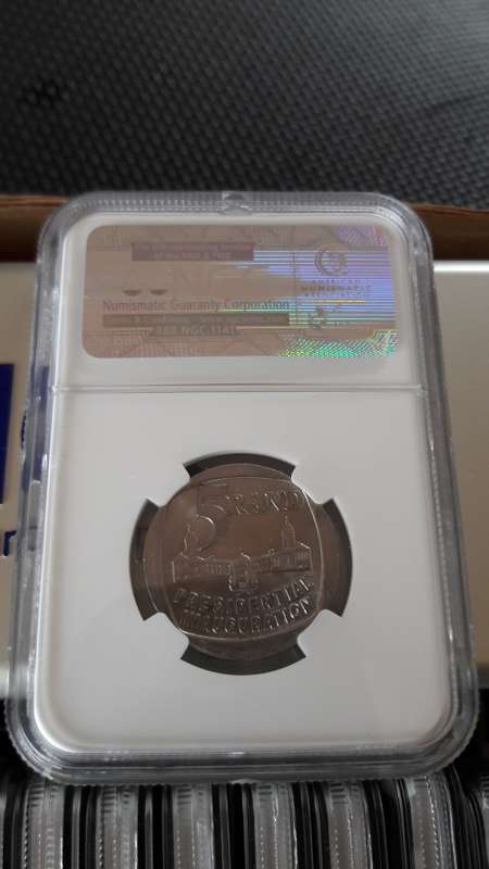 Mandela Presidential Inauguration R5 NGC graded, 10 x MS62,  bid per graded coin.