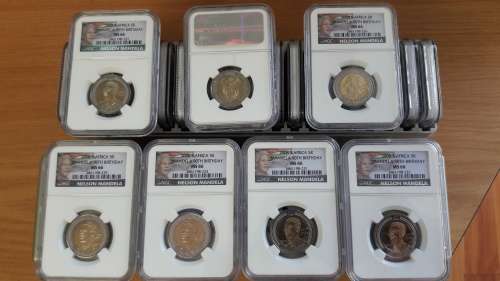 Mandela 90th Birthday R5 NGC graded, NEW LABEL, MS67, R5, 20 x bid per coin.  ***High grade***
