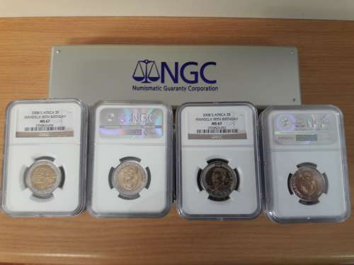 Mandela 90th Birthday R5 NGC graded, MS67, R5, 20 x bid per coin.  ***High grade***