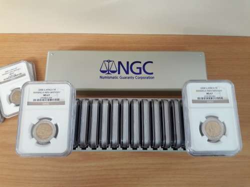 Mandela 90th Birthday R5 NGC graded, MS67, R5, 20 x bid per coin.  ***High grade***