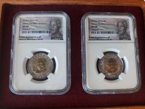MS68, Mandela Centenary R5, NGC Graded, Second HIGHEST GRADE, very high grade.