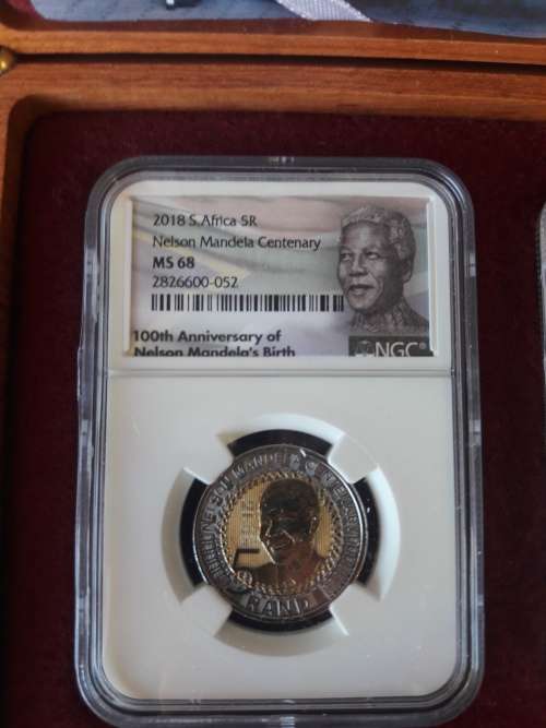 MS68, Mandela Centenary R5, NGC Graded, Second HIGHEST GRADE, very high grade.