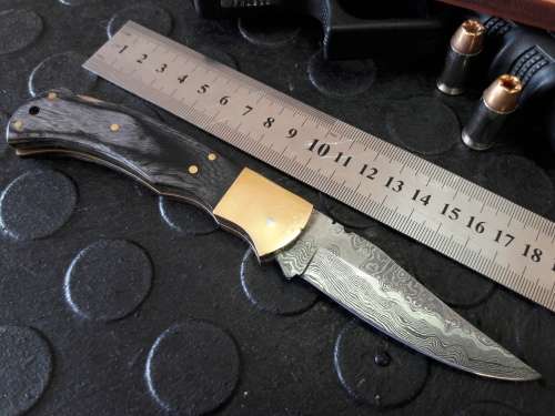 Handmade DAMASCUS  Folding Knife. Please study pictures for detail. Crazy R1 start, No reserve.