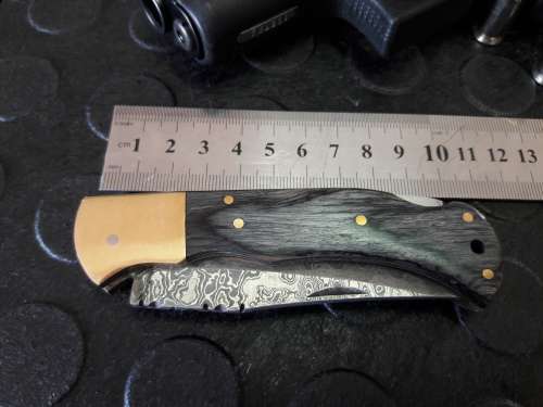 Handmade DAMASCUS  Folding Knife. Please study pictures for detail. Crazy R1 start, No reserve.