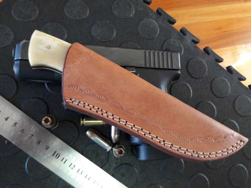 Handmade DAMASCUS Steel Knife, Camel Bone handle scales. Crazy R1 start, No reserve.