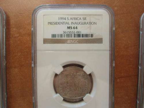 Mandela Presidential Inauguration R5 Graded MS64 NGC High Grade (Complete a rare set)