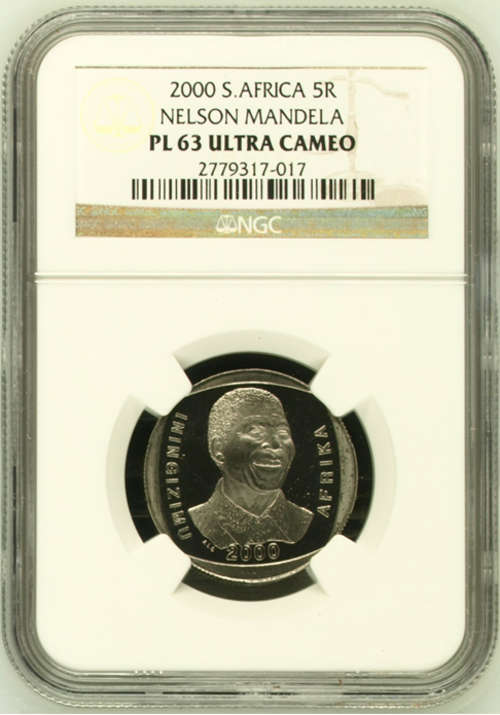 *** Mandela Smiley PL63 Ultra Cameo NGC Graded R5 year 2000