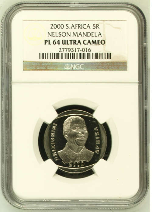 ***Mandela Smiley PL64Ultra Cameo R5 year 2000 NGC Graded