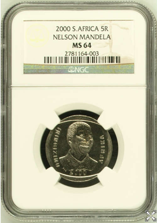 Mandela 2000 MS64 R5 NGC Graded (Very high grade,3rd finest known)