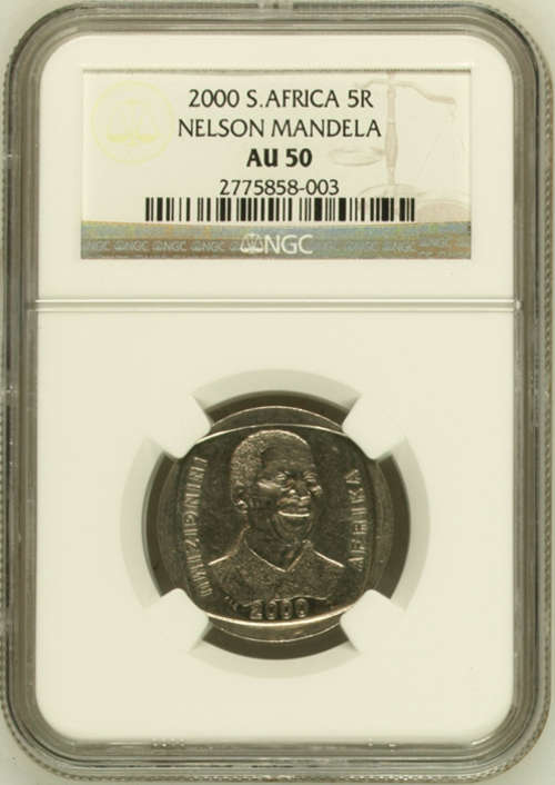 Mandela 2000 R5 NGC Graded AU 50 (only 265 of these) Build a scarce set.