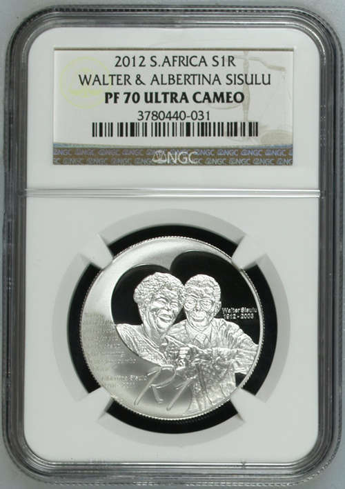 2012 Walter & Albertina Sisulu Silver R1 PF70 Graded as perfect by NGC