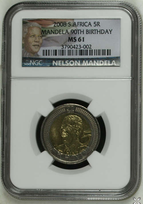 Mandela 90th Birthday MS61 Graded R5 NGC, complete your unique set with this hard to find grade.