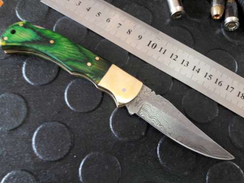 Handmade DAMASCUS  Folding Knife. Please study pictures for detail. Crazy R1 start, No reserve.