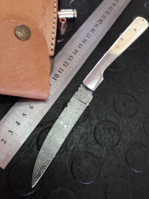 Handmade DAMASCUS  Folding Knife. Please study pictures for detail. Crazy R1 start, No reserve.