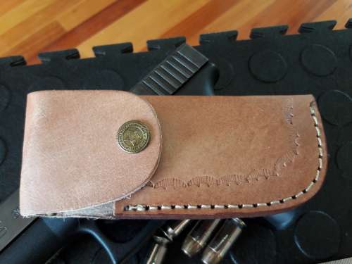 Handmade DAMASCUS  Folding Knife with Bull Horn handle scales. Crazy R1 start, No reserve.