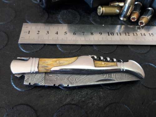 Handmade DAMASCUS  Folding Knife. Please study pictures for detail. Crazy R1 start, No reserve.