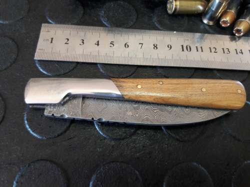 Handmade DAMASCUS  Folding Knife. Please study pictures for detail. Crazy R1 start, No reserve.