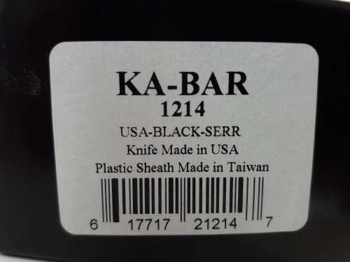 KA-Bar 1214 USA Made Knife, please visit the KA-Bar website for all specifications on this knife.