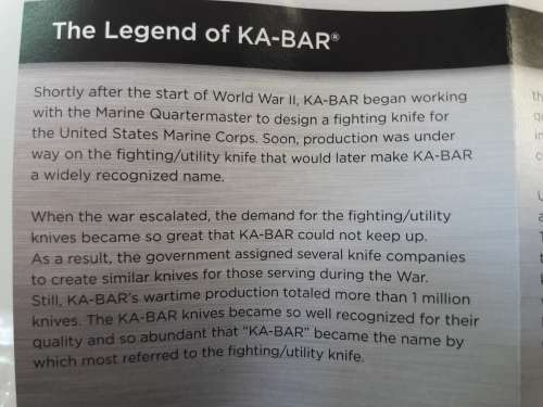 KA-Bar 1214 USA Made Knife, please visit the KA-Bar website for all specifications on this knife.
