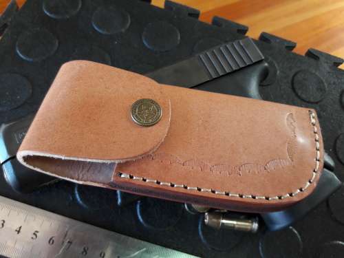 Handmade DAMASCUS  Folding Knife with Bull Horn handle scales. Crazy R1 start, No reserve.