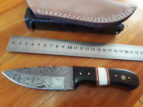 Handmade DAMASCUS Steel Knife, MICARTA and Camel Bone handle scales. Crazy R1 start, No reserve.