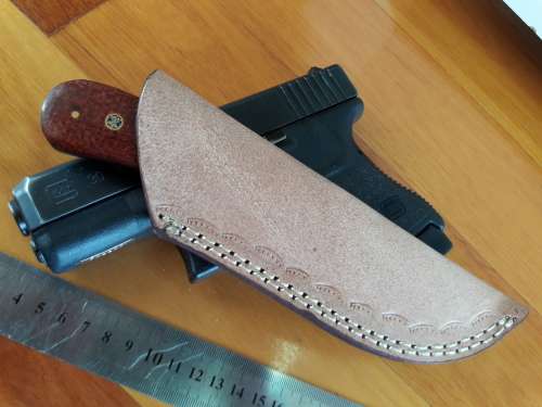Handmade DAMASCUS Steel Knife, Micarta and wooden handle scales. Crazy R1 start, No reserve.