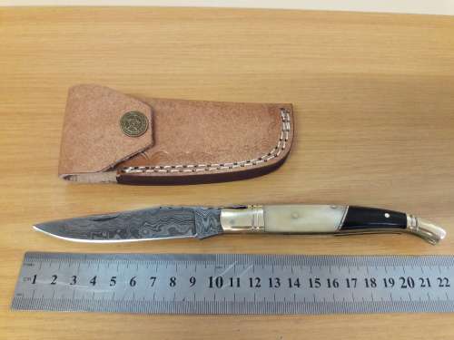 Handmade DAMASCUS  Folding Knife. Please study pictures for detail. Crazy R1 start, No reserve.