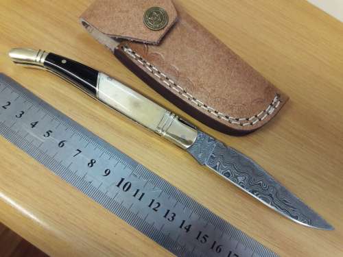 Handmade DAMASCUS  Folding Knife. Please study pictures for detail. Crazy R1 start, No reserve.