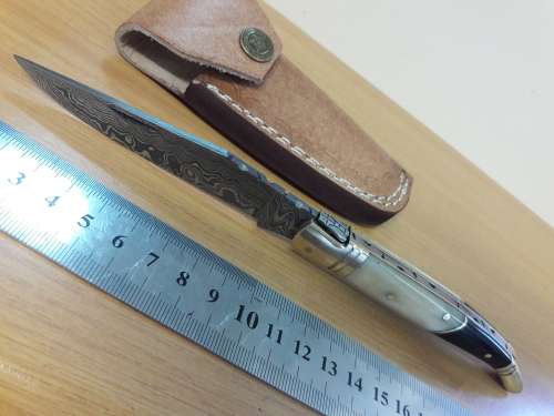 Handmade DAMASCUS  Folding Knife. Please study pictures for detail. Crazy R1 start, No reserve.
