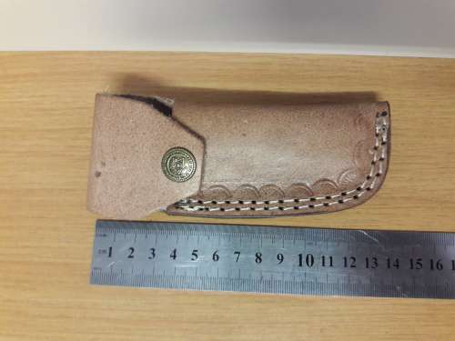 Handmade DAMASCUS  Folding Knife with BULL HORN handle scales, Crazy R1 start, No reserve.