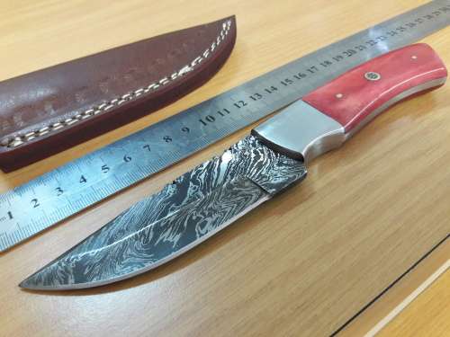 Handmade DAMASCUS Steel Knife, Camel Bone handle. Crazy R1 start, No reserve.