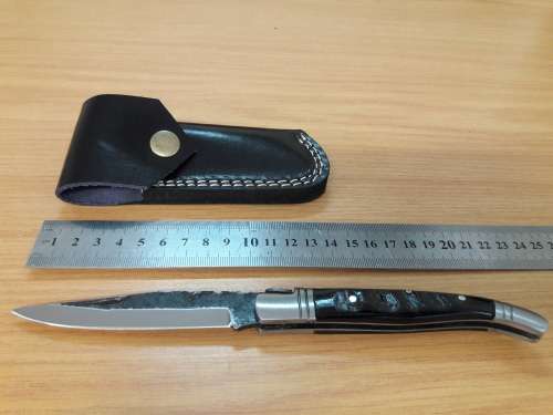 HANDMADE Black Ops, 1095 HIGH Carbon High quality steel folding knife with RAM HORN handle scales.