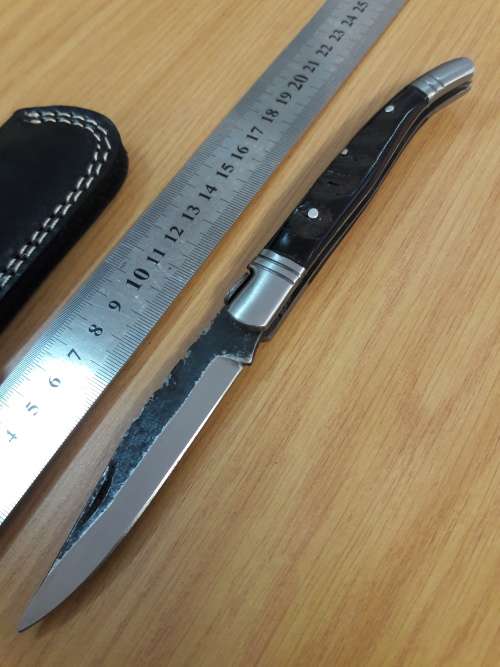 HANDMADE Black Ops, 1095 HIGH Carbon High quality steel folding knife with RAM HORN handle scales.