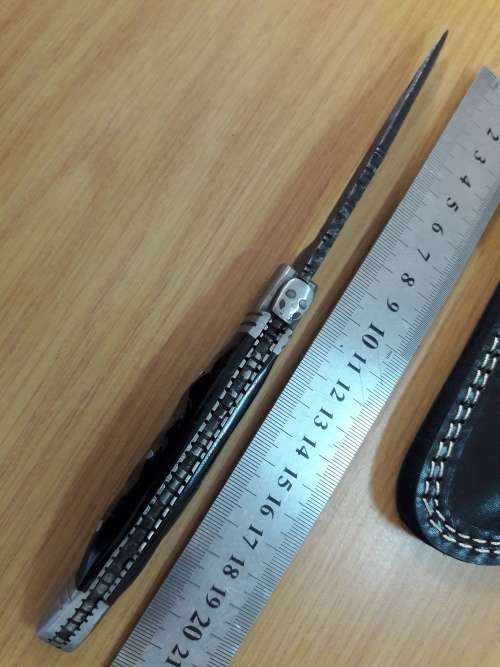 HANDMADE Black Ops, 1095 HIGH Carbon High quality steel folding knife with RAM HORN handle scales.