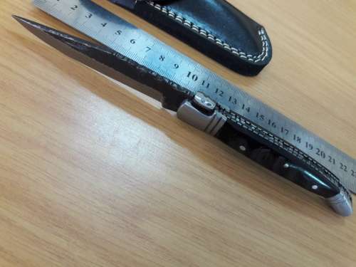 HANDMADE Black Ops, 1095 HIGH Carbon High quality steel folding knife with RAM HORN handle scales.