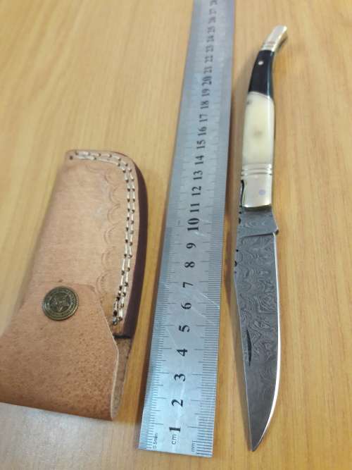 Handmade DAMASCUS  Folding Knife. Please study pictures for detail. Crazy R1 start, No reserve.