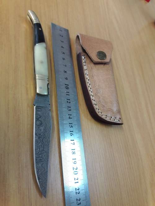 Handmade DAMASCUS  Folding Knife. Please study pictures for detail. Crazy R1 start, No reserve.