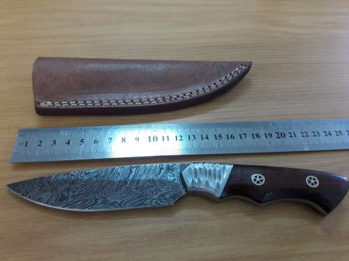 Handmade DAMASCUS Steel Knife, Wooden handle Scales with a stainless steel bolster. NEW DESIGN !!!!