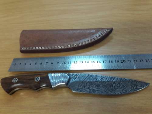 Handmade DAMASCUS Steel Knife, Wooden handle Scales with a stainless steel bolster. NEW DESIGN !!!!